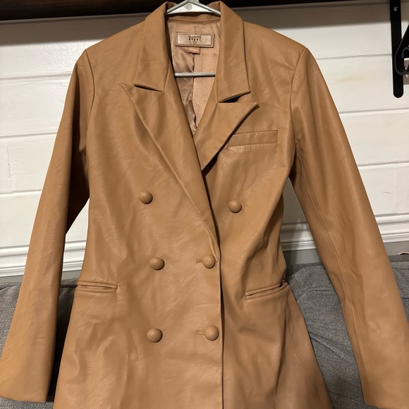 Tan Double-Breasted Women's Jacket - Picture 1 of 6